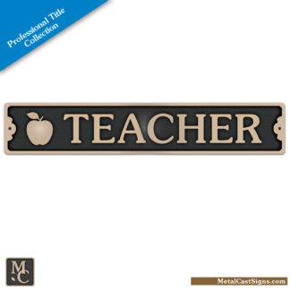 Teacher plaque w/apple - cast bronze sign 8.25 inch