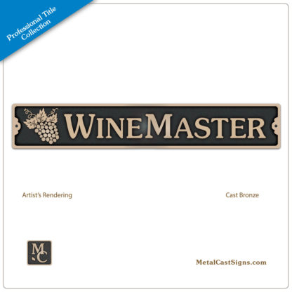 WineMaster 12in bronze plaque sign - Professional Title - winery sign