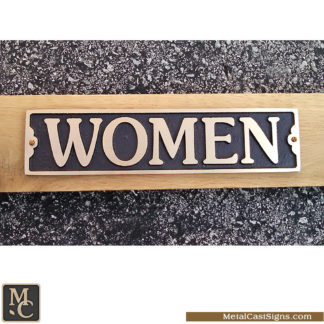 WOMEN cast bronze restroom / bathroom sign - 9.5in