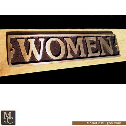 WOMEN cast bronze restroom / bathroom sign - 9.5in